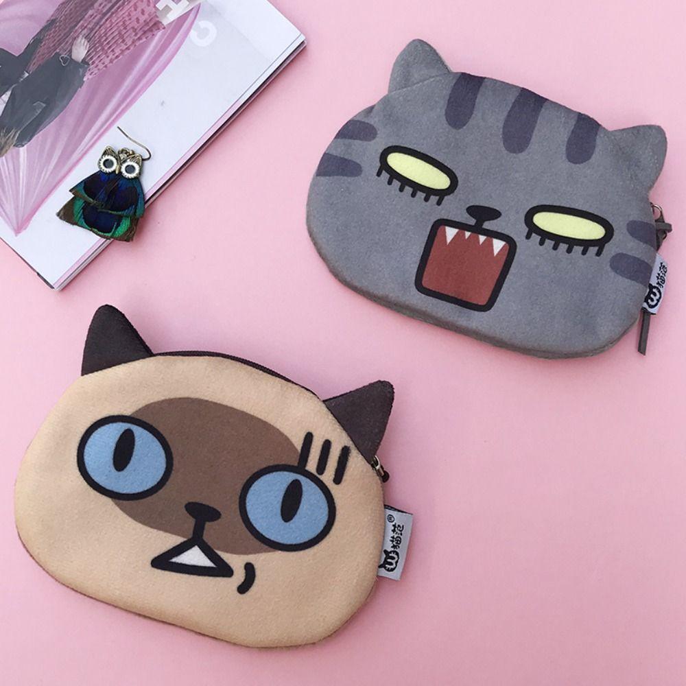 Cat Expression Cat Earphone Bags Cute Pattern Change Storage Bag Lipstick Cosmetic Bag  Children