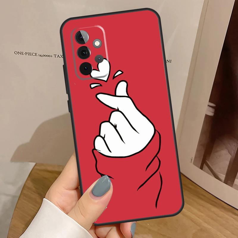 Kpop Finger Heart Case For Samsung Galaxy A15 A16 A17 A26 A36 A56 A55 A35 A52 A32 A12 A53 A33 A13 A14 A34 A54