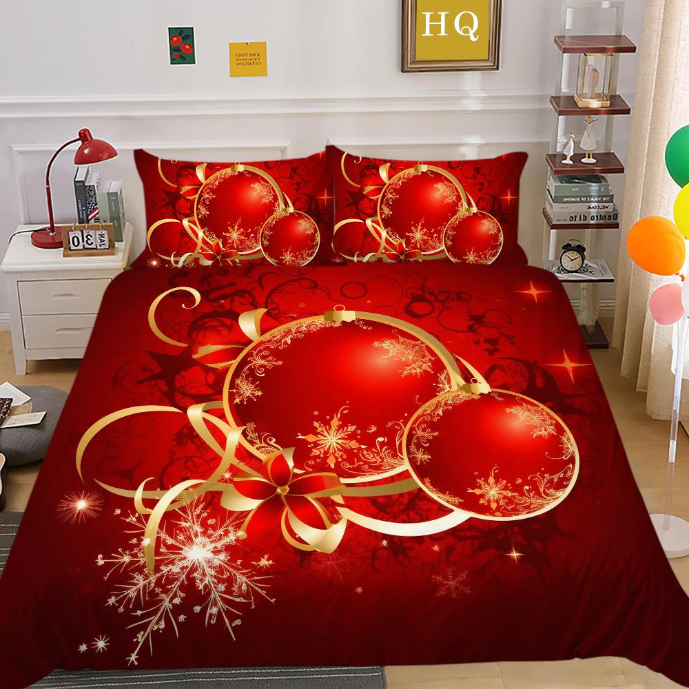 Christmas Digital Printing 3D Printing Polyester Pillowcase Quilt Cover Two Or Three-Piece Set