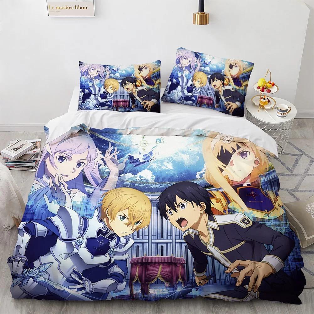 Sword Art Online Bettwäsche-Set, Anime-Bettbezüge, King-Size-Bett, Queen-Size-Bett, Doppelbett, Einzelbett ...