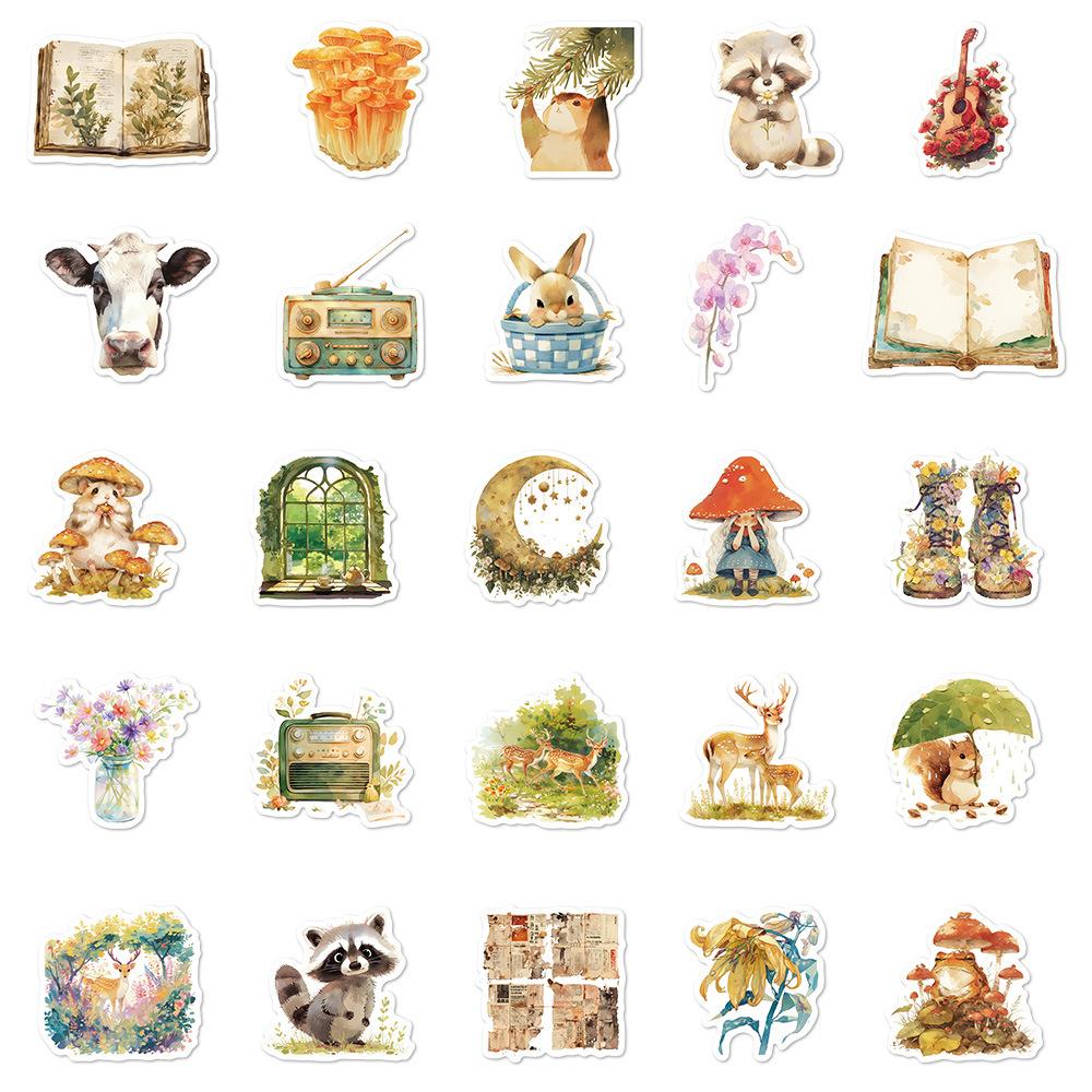 10/30/50pcs Kawaii Cartoon Fairy Tale Animal Stickers Cute Anime Style Plant Decals Notebook Water Bottle Phone Sticker Packing