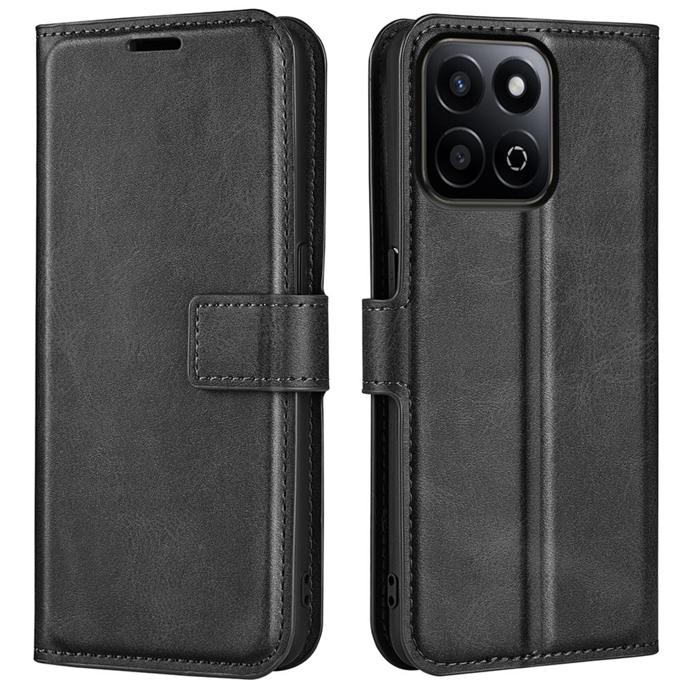 

Для Honor 200 Smart 5G/X7c 4G Чохол-підставка Захист від подряпин Шкіряний чохол для телефону з текстурою теляти Black