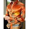 New Crown Lion Baroque Floral 3D Printed Long Sleeved Shirt with a Smooth Drape and Satin Lapel for Men