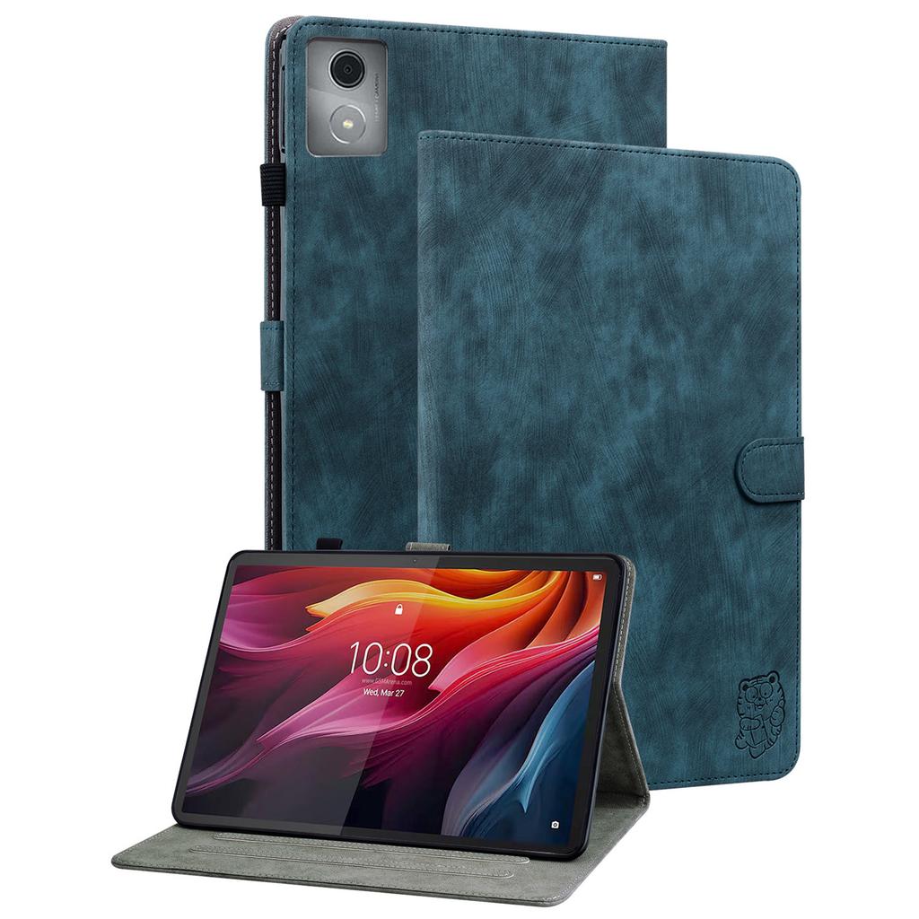 Para Capas Lenovo Tab K11 Plus Capa de Tablet de Couro PU com Impressão de Tigre Antiderrapante