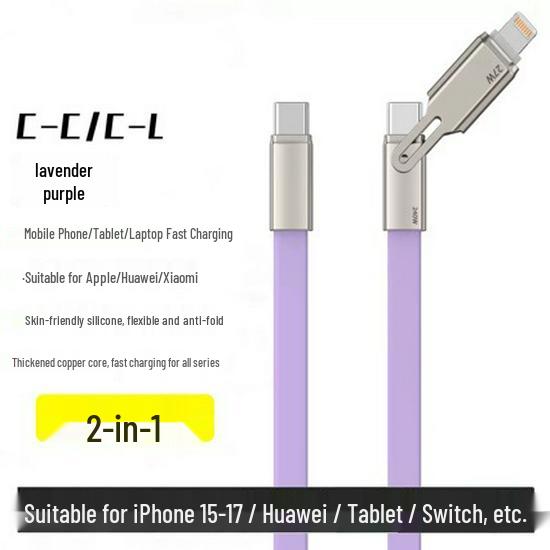 240W Super Fast Charging Dual Silicone Data Cable for Apple & Android Devices