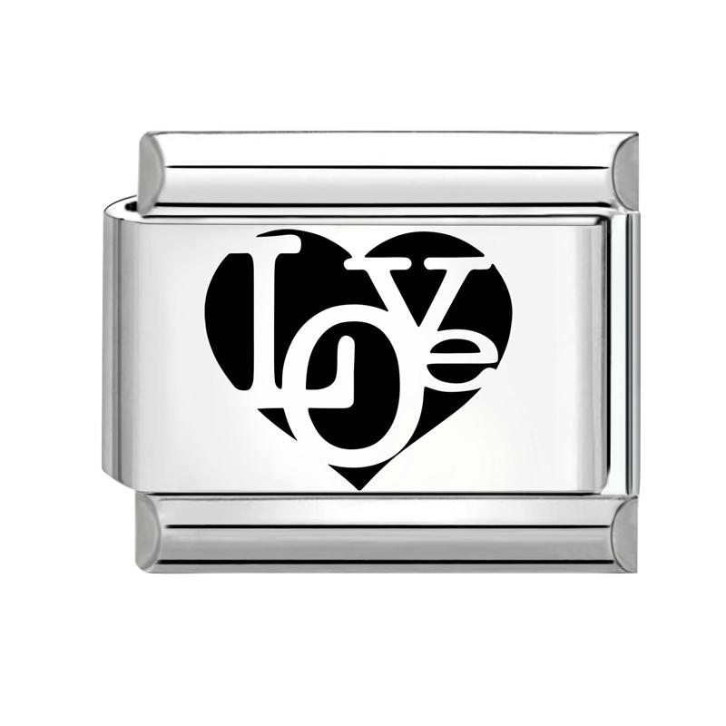 

Laser Engraving Black Heart Dog Star Cherry Ball NO.8 Italian Charm Links Fit 9mm Stainless Steel Bracelet Men Women DIY Making