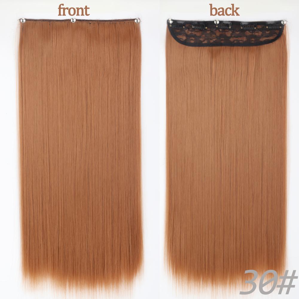 MERISIHAIR Women Fashion Long Straight Synthetic Fiber Hair Extensions 5 Clips Invisible Hairpiece for Daily Wear