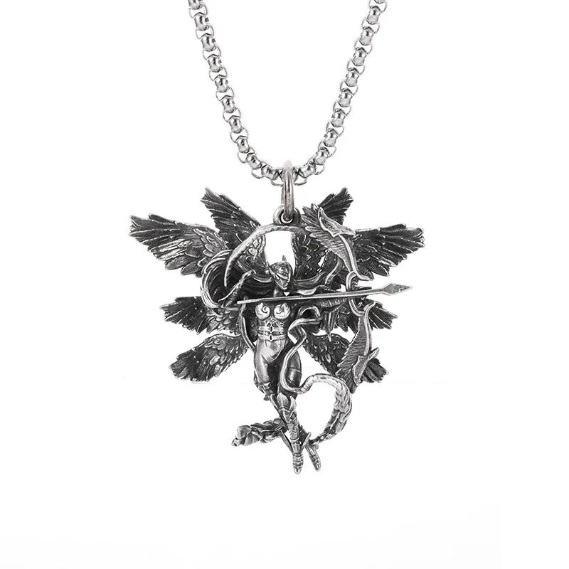 Hell Death Scythe Necklace Pendant Gothic Mysterious Devil Necklace Men\'s Personality Punk Retro Halloween Trend Jewelry