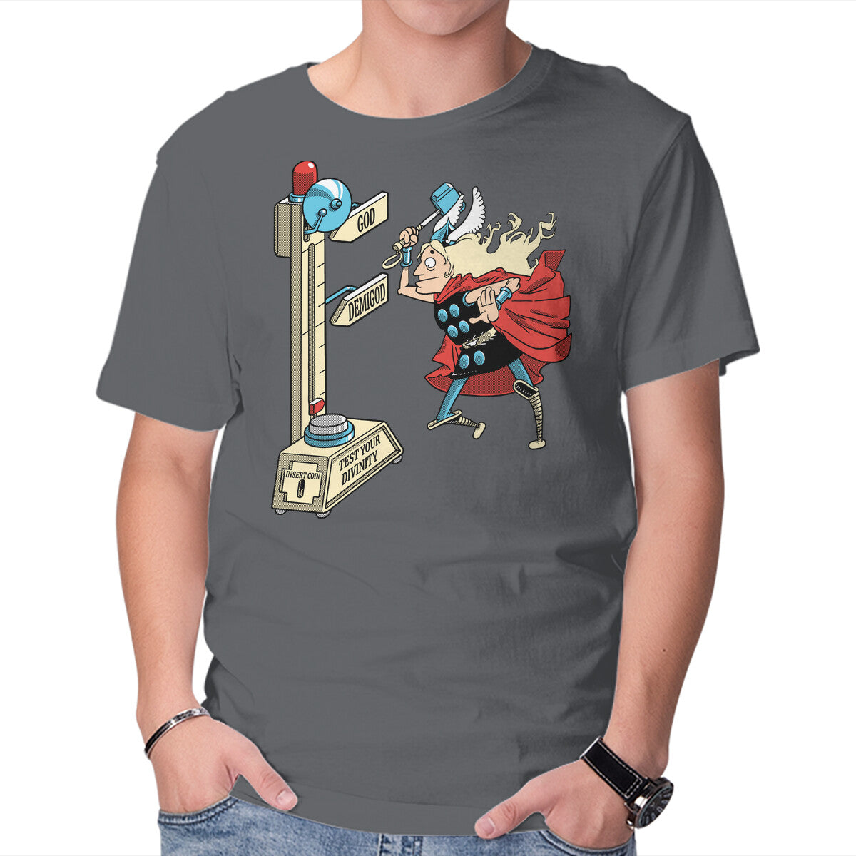 Unisex Crew Neck T-Shirt God Or Demigod Graphic Short Sleeve Casual Tee L