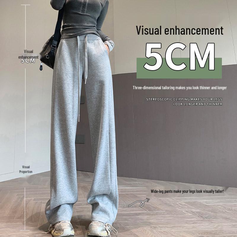Women's Black Wide-Leg & Narrow Straight-Leg Sweatpants - Spring & Autumn 2025 Collection, Plus Velvet, Casual Banana Style