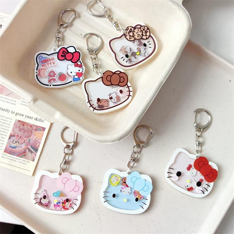 Cartoon Cute Hello Kitty Shaking It Keychain Pendant Girly Sweet Bag Hanging Ornaments Couple Backpack Acrylic Accessories Gifts