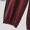 INCERUN Men Ruffled Elastic Waist Casual Long Sports Pants Trousers