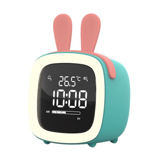 Ceas cu alarmă cu LED, reîncărcabil, în formă de ureche de iepure de desene animate