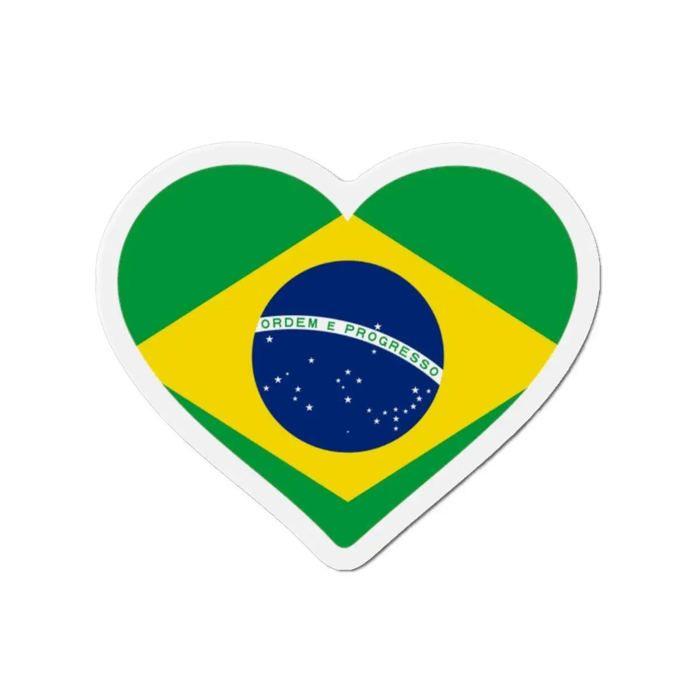 Aimant Coeur Drapeau Brésil - Multicolore - 7 Cm - 50 Pièces - Résine Synthétique - Mixte