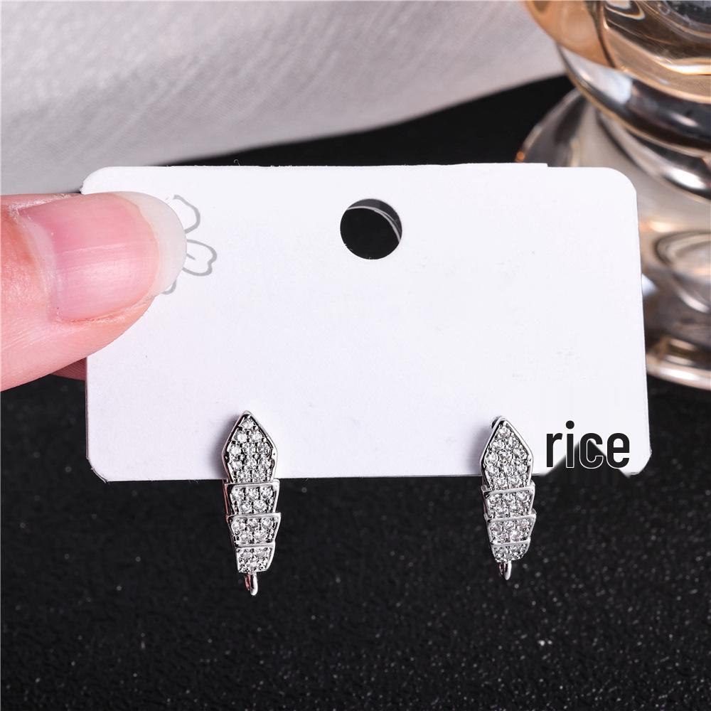 Copper-Plated White Gold Micro-Set Zircon Snake Ear Cuff with Diamond Accents - Snake-Shaped DIY Earring Accessories