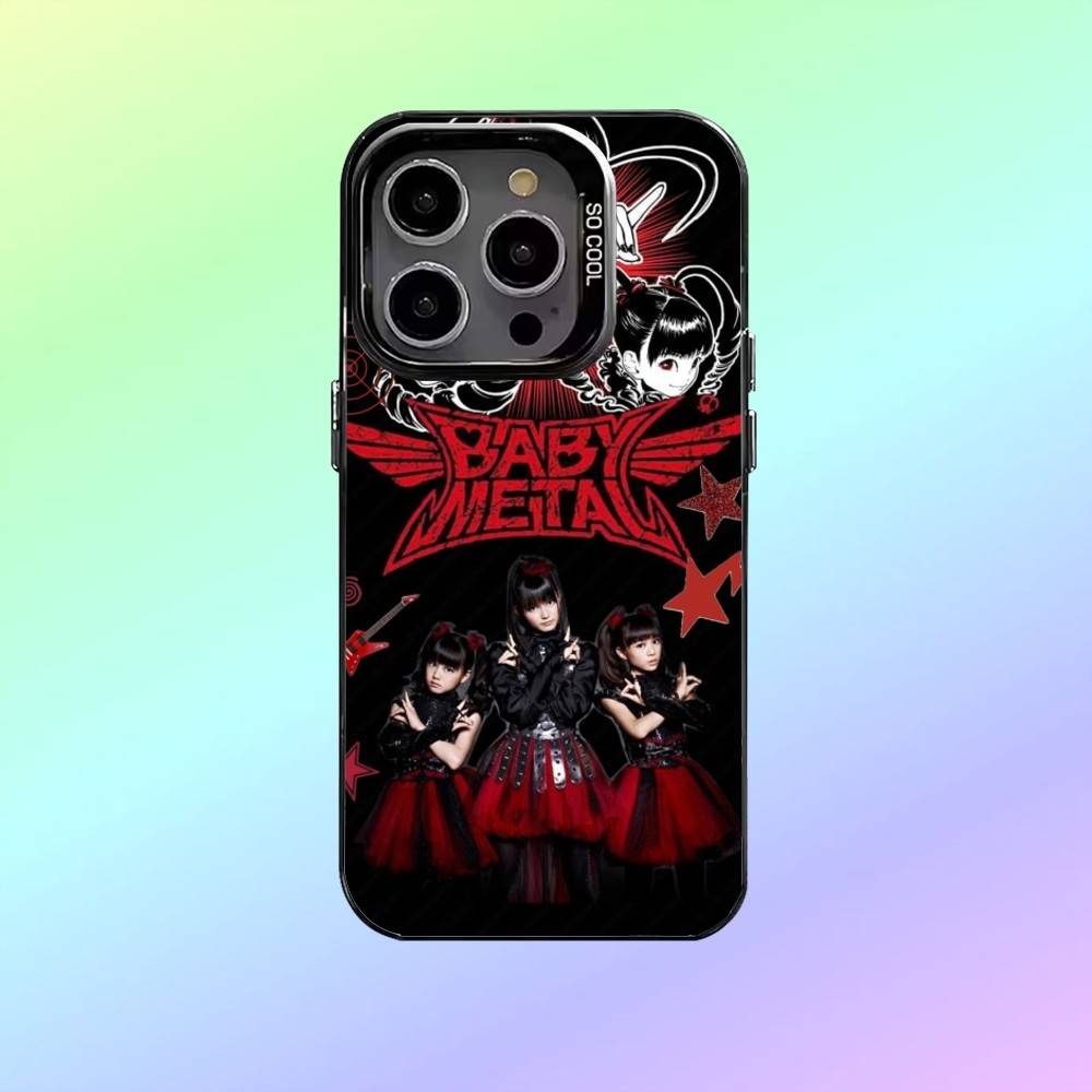 Rock Band B-Babymetal Phone Case For iPhone17,16,15,14,13,12,11 Colored Silver Plated Inside Cover