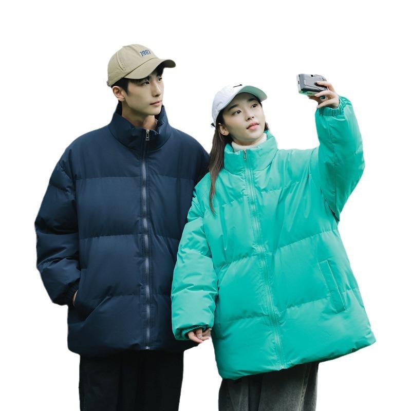Padded Clothes Men's Solid Color Stand-up Collar Winter New Loose Velvet Thickened Cotton Clothes Thermal Down Jacket Jacket Charge