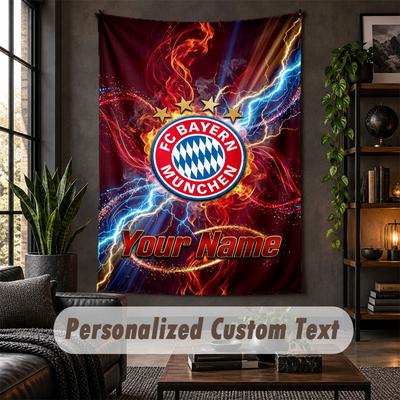 Personalized Wall Tapestry,Bayern Munich Custom Text, Soft Fabric Wall Art For Indoor Decoration