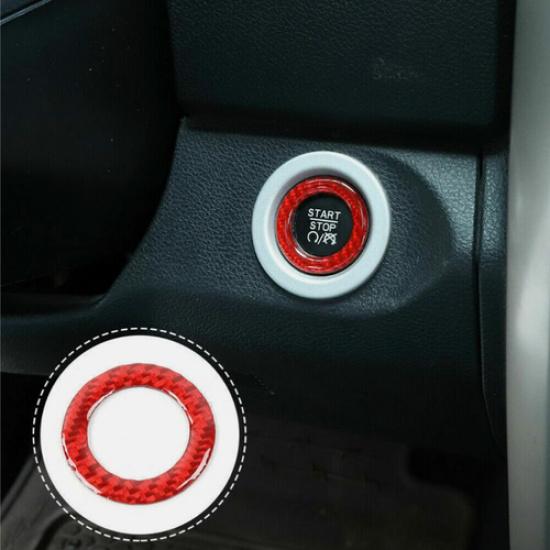 For Ram 3500/2500/1500 11-2024 Red Carbon Keyless Engine Start Button Ring Trim