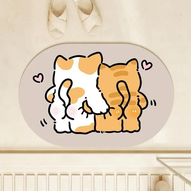 

Cute little animal diatom mud absorbent floor mat toilet toilet door non-slip foot pad cartoon bath bathroom floor 40X60cm 15.7X23.6in