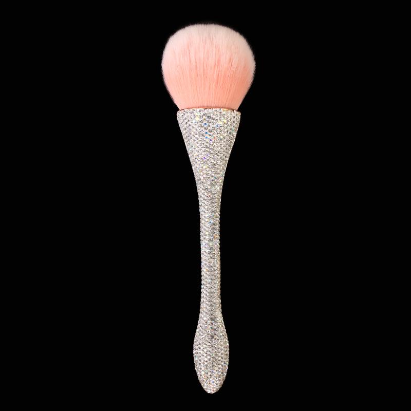 Diamond-Inlaid Handle Loose Powder Brush with High-Footed Cup for Blush & Makeup Setting