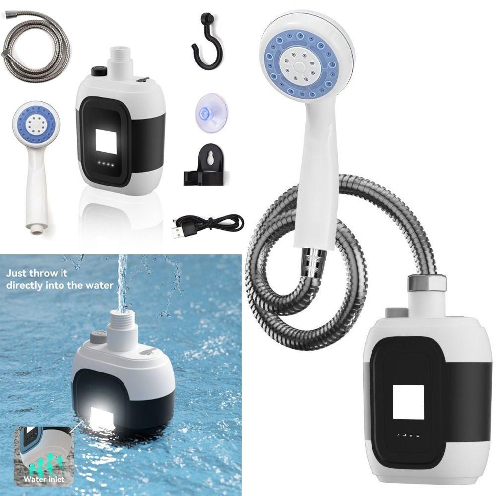 High Power Portable Camping Shower Shower Pump with Camping Light Outdoor Shower Set Rechargeable Waterproof