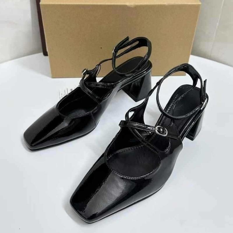 

Leopard Print Chunky Heels Women Mary Jane Shoes Chic Square Toe Elegant Ankle Strap Wedding Party Female Slingback Pumps 42 чорний