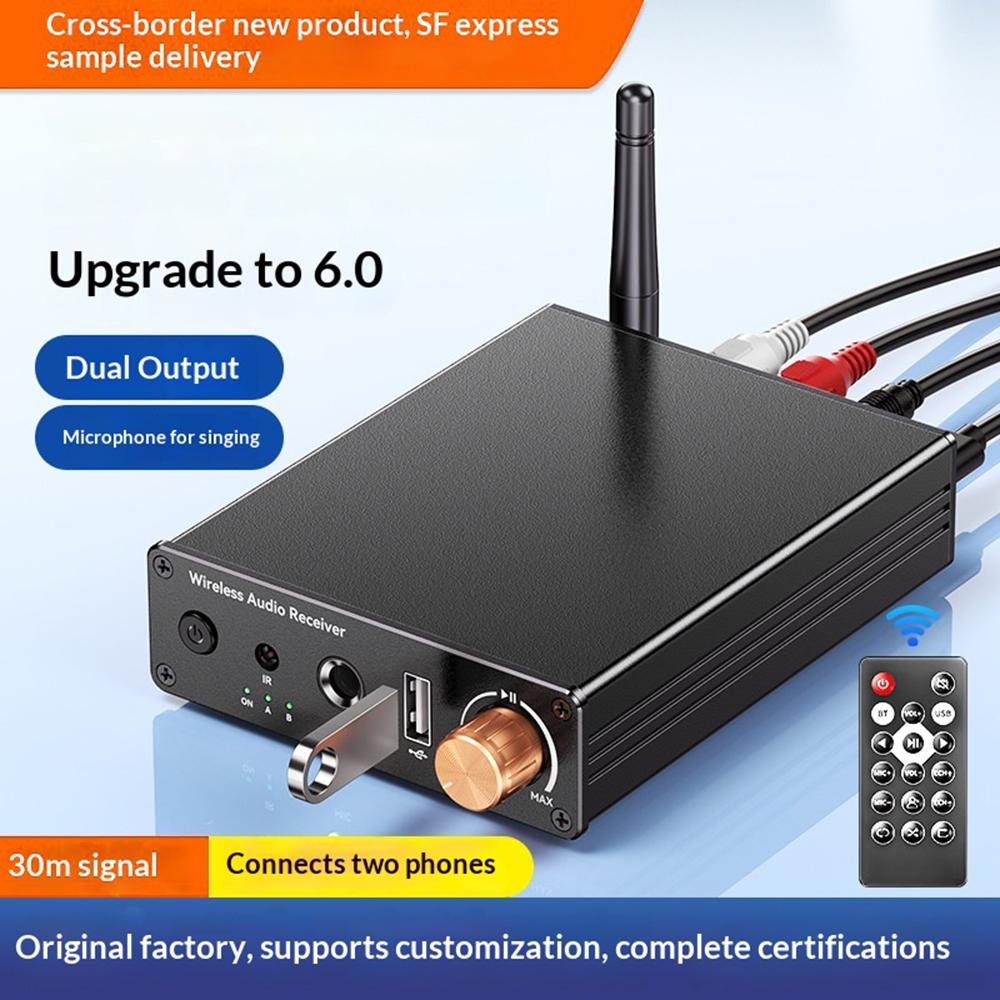 M6R BT 6.0 Adapter Devices 3.5mm Wireless Audio Receiver with AUX RCA U Disk Mic Interface