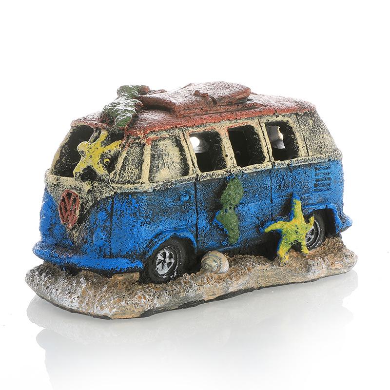 Resin Car Wreck Aquarium Ornament for Fish and Shrimp