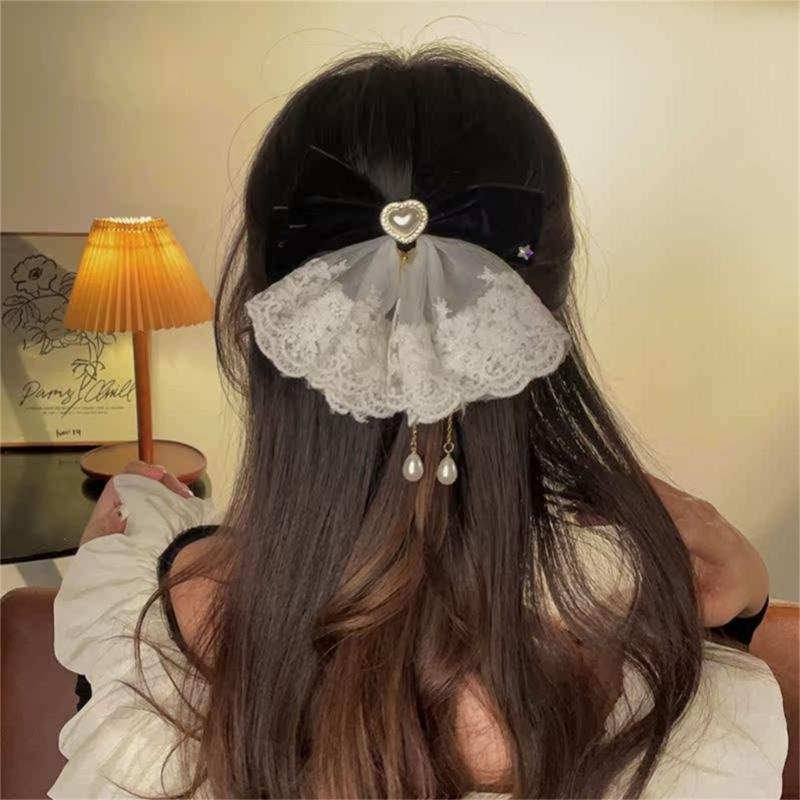 Elegant Lace Bows Barrettes For Women Girls Strong Hair Clip For Weddings Parties Everyday Use