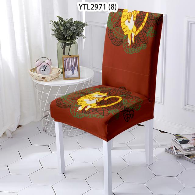 Animal Style Chairs Covers Cover For Dining Chair Cat Pattern Elastic Chairs Covers Case Stretch Home Removable Chair