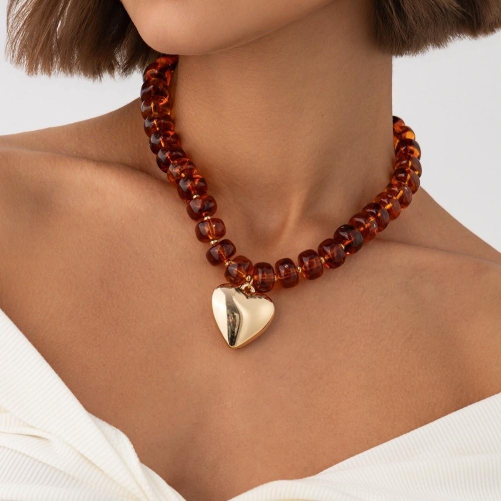 Bunte Perlen Choker Halsketten Dicke Perlen Farbige Anhänger Schmuck Damen