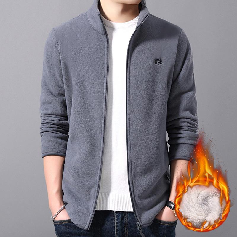 Fleece Jacket Men's Polar Fleece Jacket Men's Top Outdoor Jacket Liner Spring Autumn Winter Double-sided Thickened Sweatshirt Cardigan