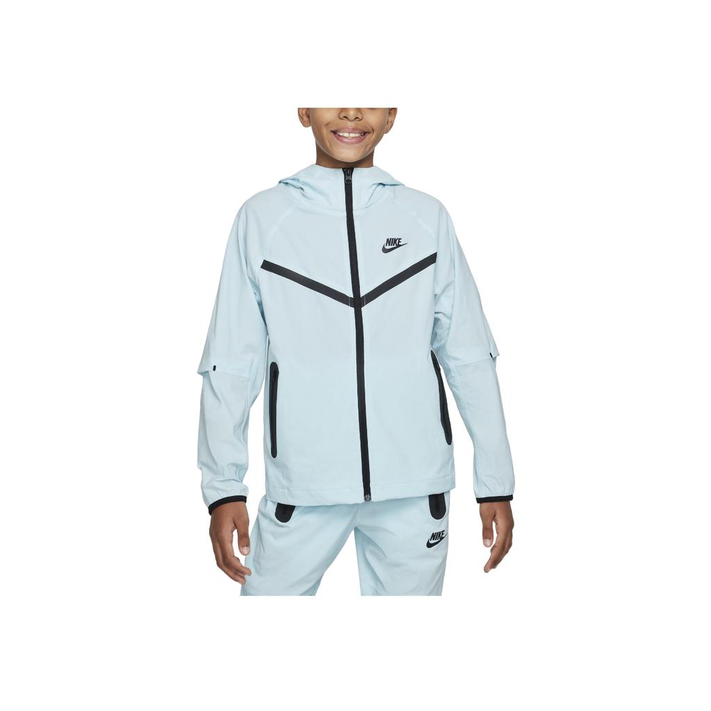 Nike Tech Logo Hooded Jacket Kids Jackets Glacier-Blue Black HQ8911-474
