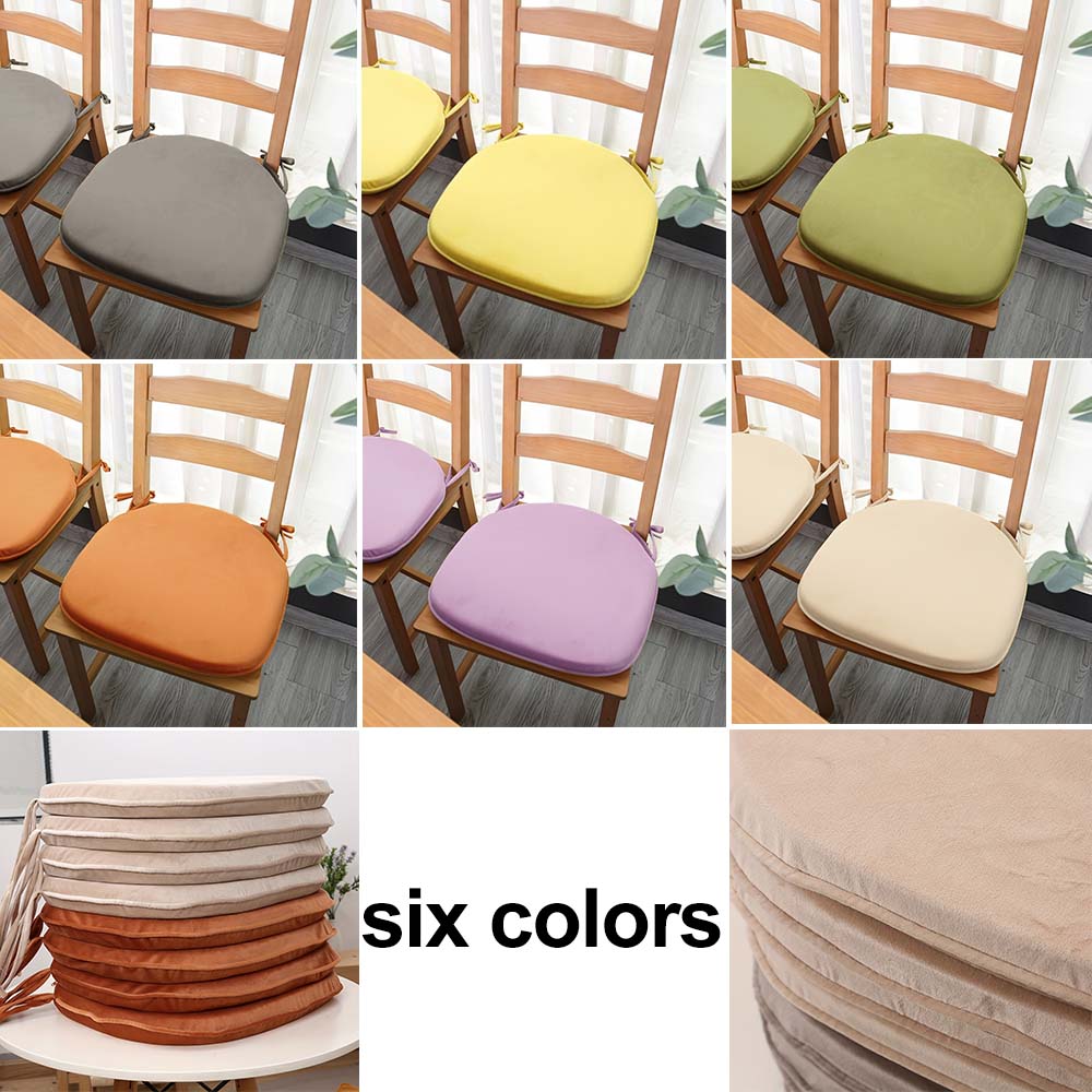 Non-Slip Dining Chair Seat Pad with Fixed Rope Multi-Color Velvet Chair Cushion Soft Sponge Filling for Home Kitchen Dining Room