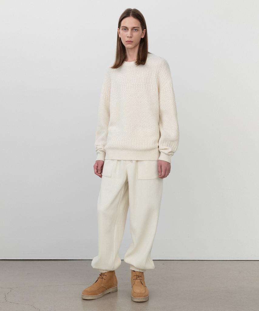 INSILENCE Mix Pattern Crew Neck Knit Ecru