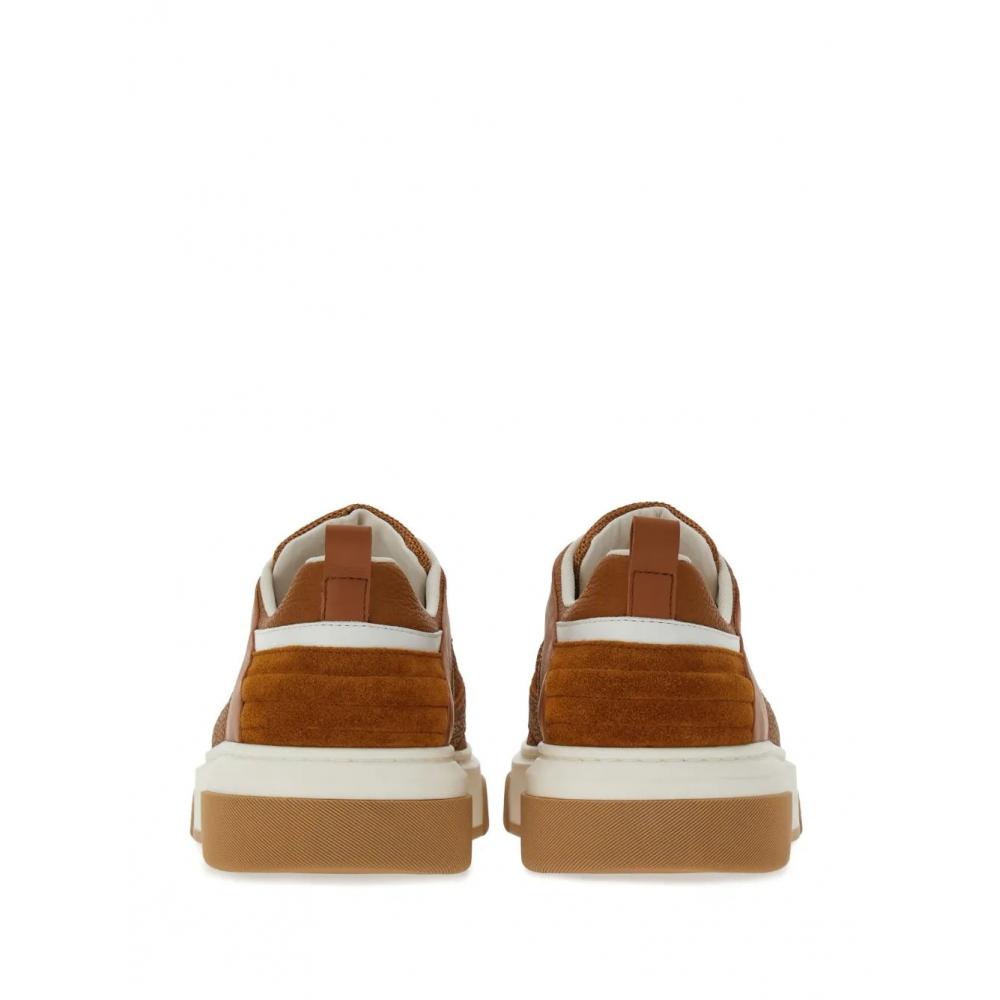 Salvatore Ferragamo Ferragamo Quilted Panelled Design Sneakers Brown
