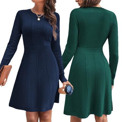 Vestido Jersey de Punto Puro de Manga Larga Moda Ajustado Otoño Invierno Nuevo