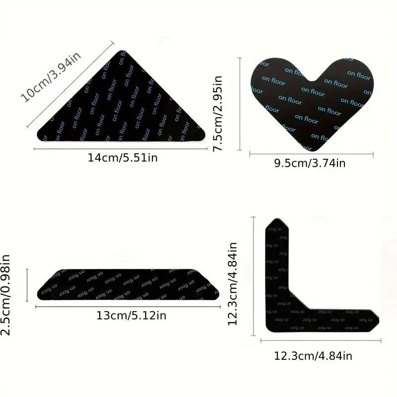 Traceless Anti-slip Carpet Stickers: Washable, Strong Adhesion, No Residue, Various Sizes, Trapezoidal & L-shaped