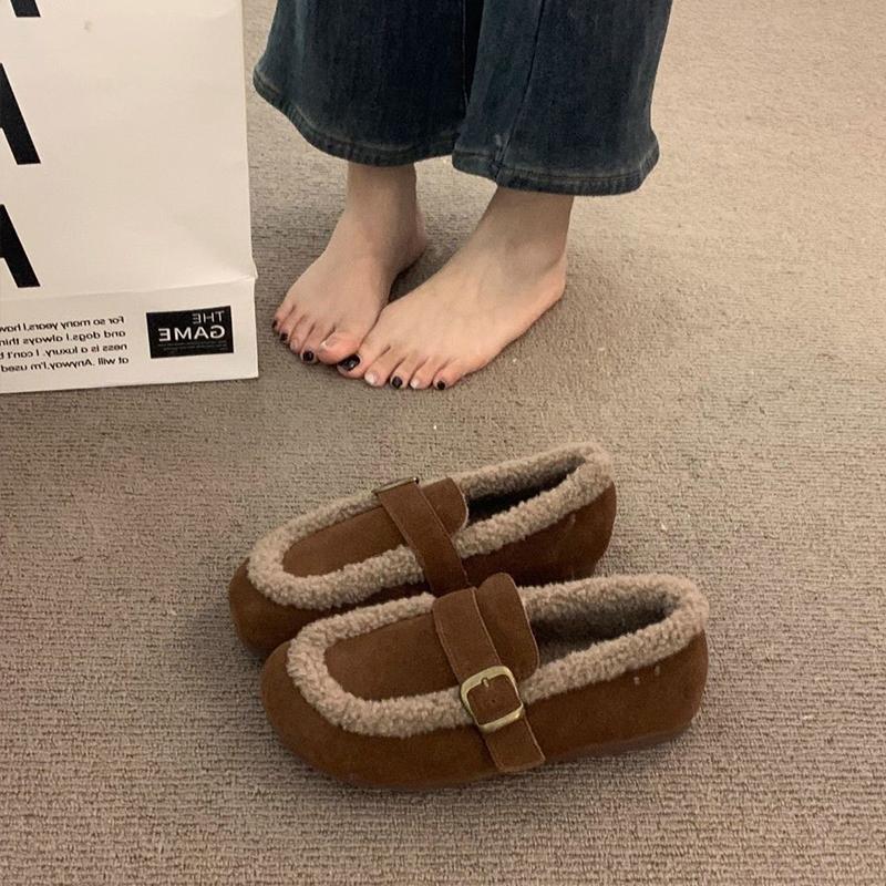 

Fashion Kidmi Women s Cotton Shoes Retro Fleece Loafers for Women Warm Autumn and Winter 2025 One-foot Soft Rubber Sole Women s Slippers 35