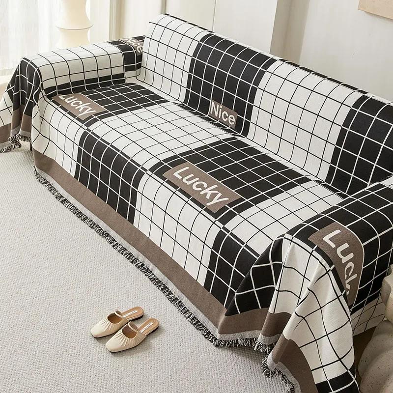 Neuer Sofabezug Bezug Beidseitig verwendbares Sofa-Handtuch Alle Jahreszeiten Universell Chenille Plaid Sofa-Decke