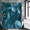 Blue Floral Plant Shower Curtain, Bathroom Decorative Shower Curtain, Waterproof Shower Curtain with Hooks