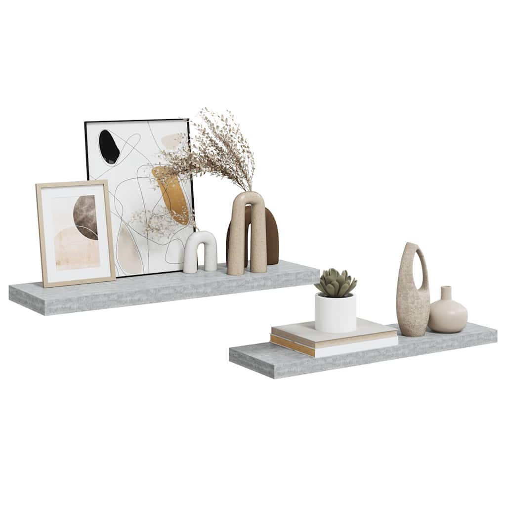 Vidaxl Półki Ścienne, 2 Szt., Szarość Betonu, 80 X 23,5 X 3,8 Cm, Mdf