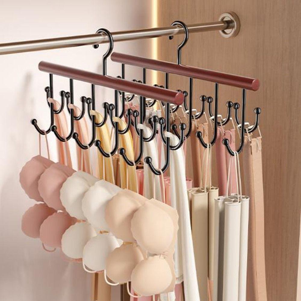 Wall Mounted Wooden Sling Hanger Large Capacity Space Saving Camisole Clothes Hanger with 18 Hooks 360 Degrees Rotating