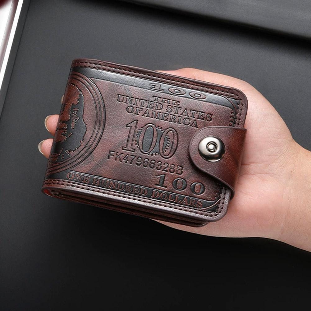 Dollar Bill Embossed PU Leather Wallet Multiple Card Slots Snap Button Closure Waterproof Blocking Travel Business Gift