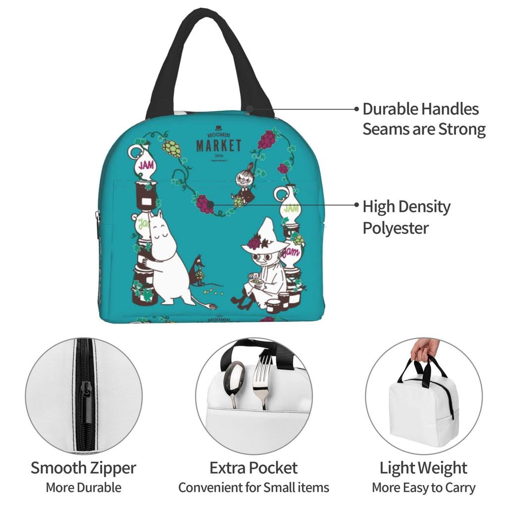 Moomin Lunch Insulated Lunch Soft Cooler for and 13cm Thick x 22cm Wide x 20cm Bag, Insulated, Zippered, Compact, Portable, Bag, Bag, Tote/Eco Bag,