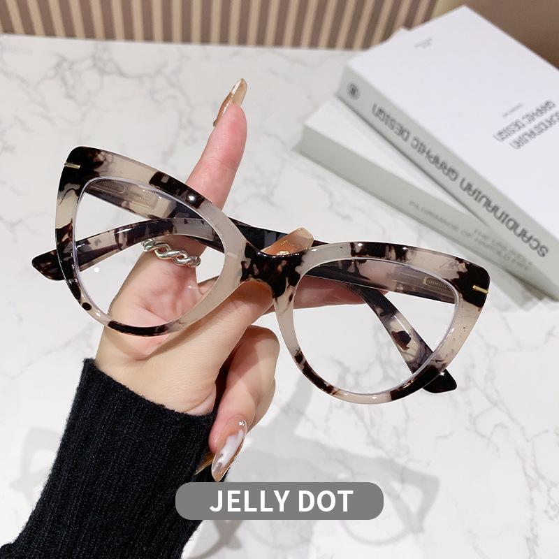 Damenmode Cat-Eye Blaulichtfilter Lesebrille mit großem Rahmen und hochauflösender Klarglaslinse