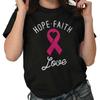 Hope Faith Love Breast Cancer Pink Ribbon Womens Graphic Crewneck T Shirt Tee