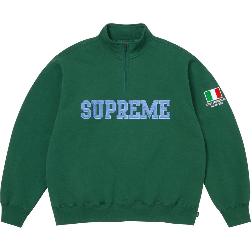 Supreme Shop Flag Half Zip Pullover (Milan) Dark Green