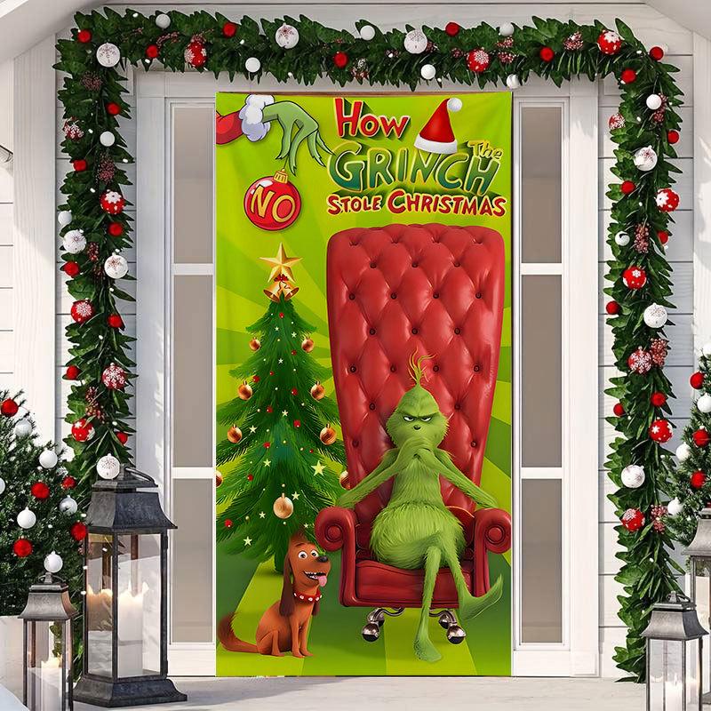 Christmas Cartoon Door Cover Sticker for Home Party Backdrop